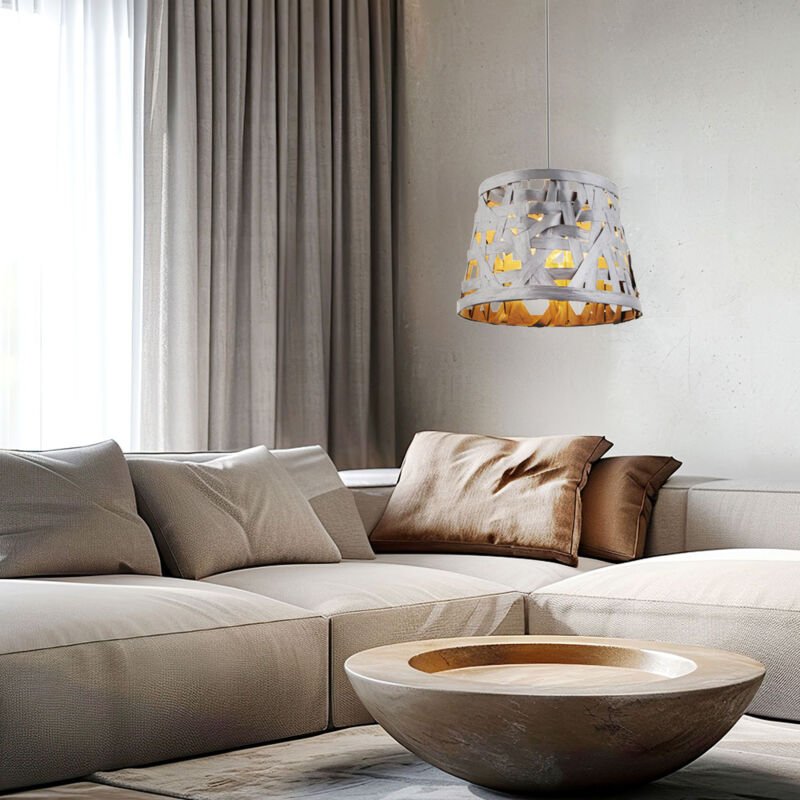 Design Hänge Decken Lampe grau Schlaf Gäste Zimmer Textil Schirm Leuchte Globo 15224