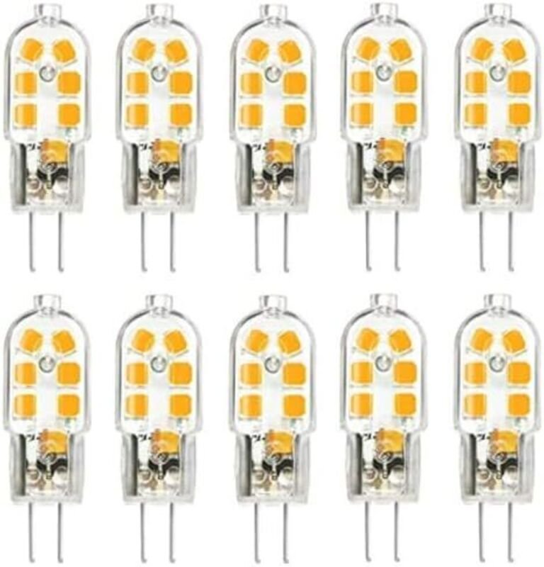 10er-Pack G4 1W Energiespar-LED-Lampen, 360° Abstrahlwinkel, 12V AC/DC, 250lm, Warmweiß 3000K, für Schlafzimmer, Wohnzim...
