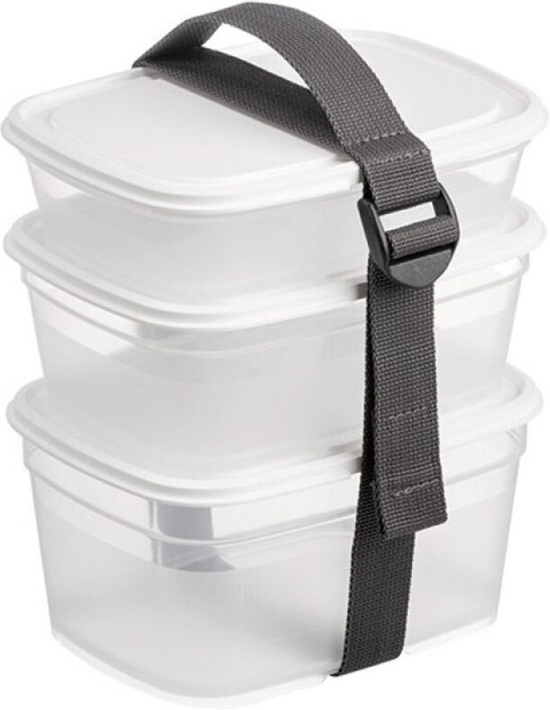 Quadratische Lebensmittelbehälter (Set 3) Weiß+Gurt Ref.790505