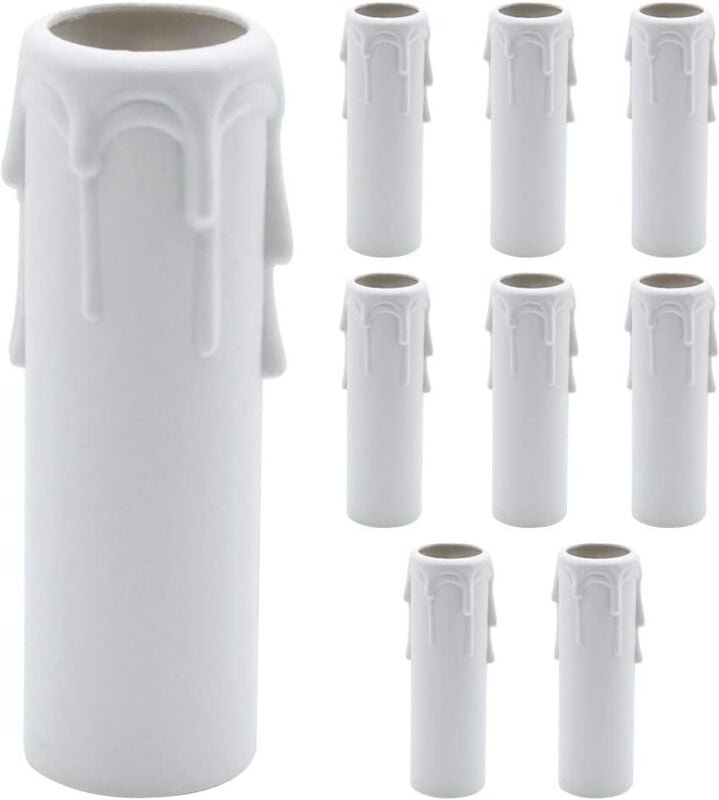Packung mit 9 Kerzentropfen, Kunststoff-Tropfschutzrohre für Kronleuchter, Hängeleuchten, Weiß