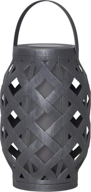 Solar Laterne Flame Lantern, led, Grau, Flechtkorb, Tanzende Flamme, Outdoor, Dämmerungssensor, 23 cm - Star Trading