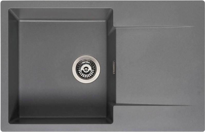 Einbauspüle mit Abtropffläche Amsterdam 78 - robustes Spülbecken aus Granit, grey silvery - Reginox