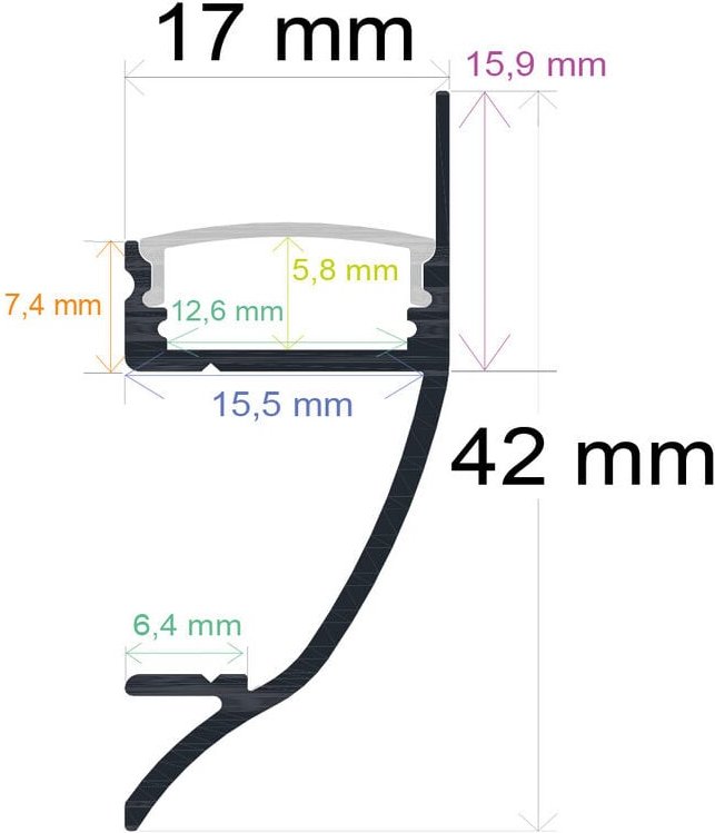 Profil Led Opal Wand 42x17mm 2m 164213
