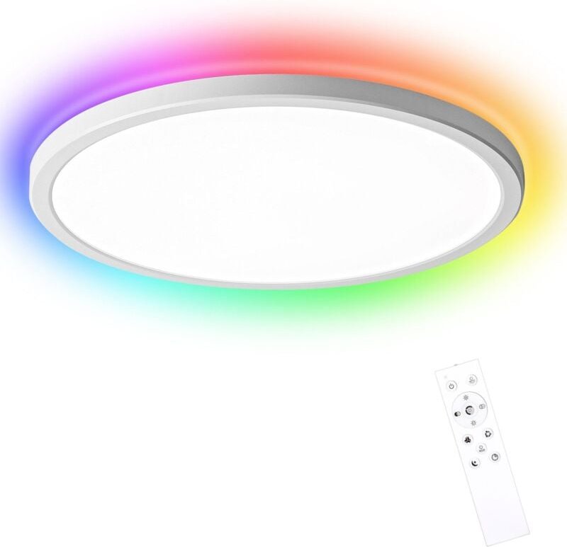 Oraymin - Deckenleuchte led Deckenlampe rgb Flach Rund 24W Fernbedienung