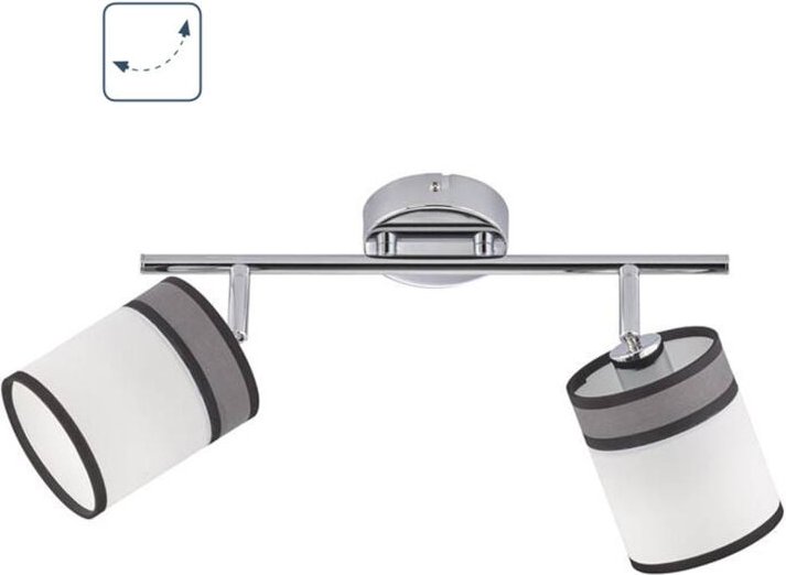 Deckenstrahler davie 2-flammig, Stoffschirme Weiß / Grau, Breite 51cm