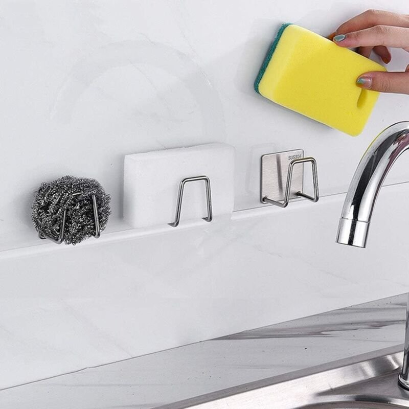 Selbstklebender Schwammhalter, schnelltrocknender Spülbeckenschwammhalter, wasserdichter Edelstahl-Schwammhalter für Küc...