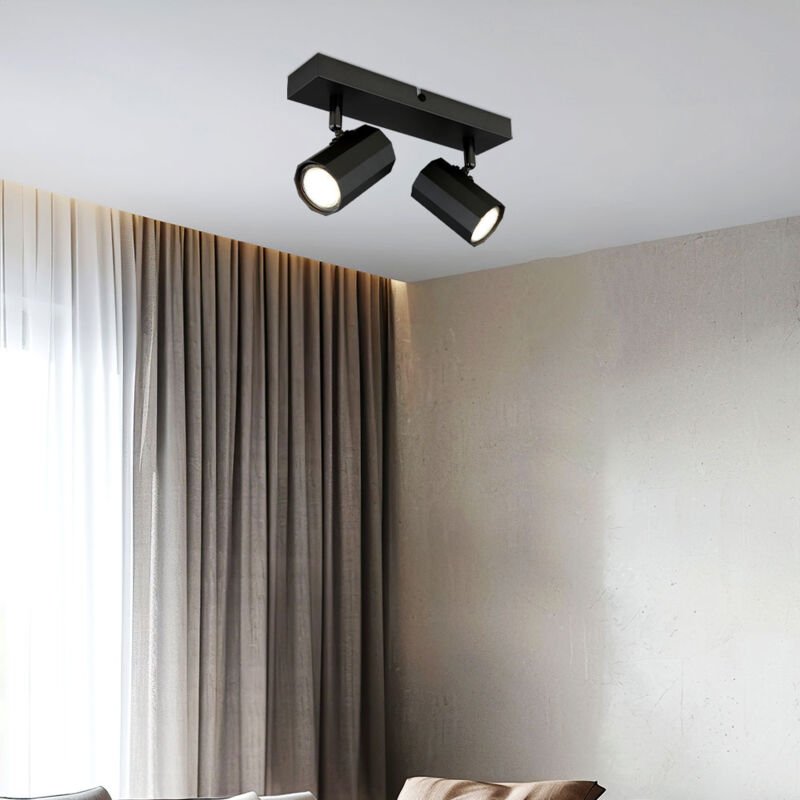 Deckenstrahler 2 flammig Deckenleuchte beweglich Spotleuchte grau Spots verstellbar, skandinavisch Metall, 2x GU10 Fassu...