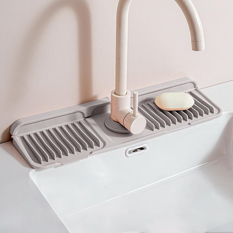 Silikon-Küchenarmaturmatte, grau, 45 x 14 cm