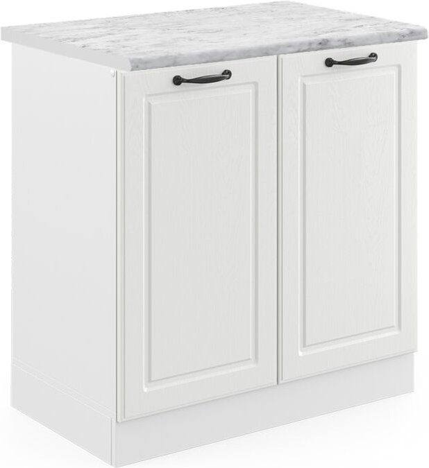 Vicco - Spülenunterschrank R-Line, Weiß Landhaus, 80 cm , ap Marmor