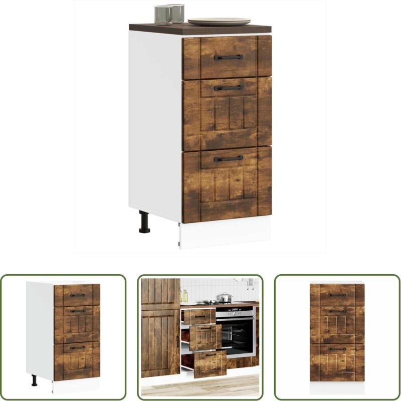 vidaXL Holzwerkstoff - Küchen-Unterschrank Lucca Räuchereiche Holzwerkstoff