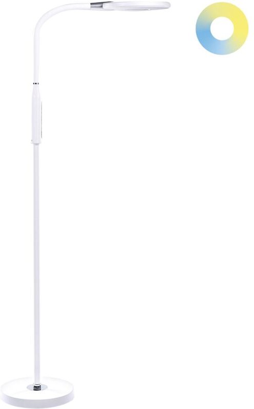 Led Stehleuchte weiß Synthetisches Material 148 cm Höhe Verstellbarer Schieber Dimmer Moderne Beleuchtung Heimbüro