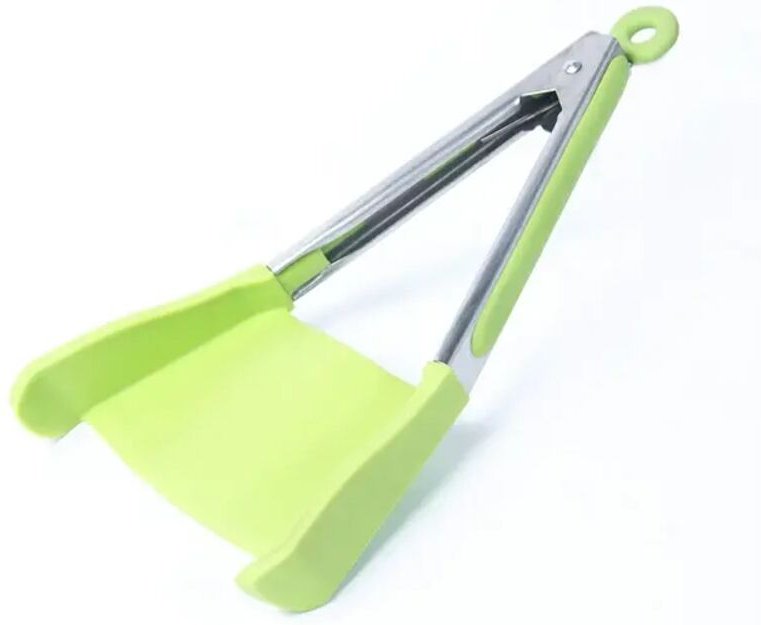 Intelligenter Küchenschaber und Zange in 1, hitzebeständig, antihaftbeschichtet, Edelstahlrahmen, Silikonzange, Küchenhe...