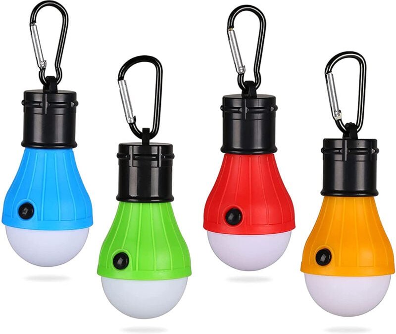 Thumbnail - Sinbinta - Campinglampe, 4 led Campinglampe Laterne Zeltlampe Glühbirne Set, Notlicht mit Karabiner Wasserdicht Tragbare...