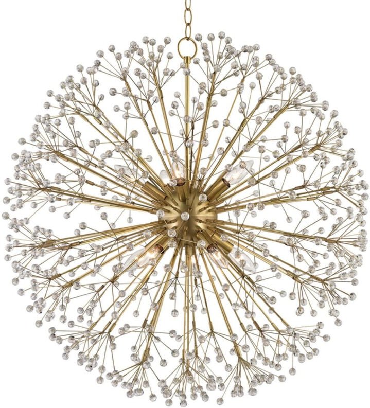 Dunkirk 10-flammiger Kronleuchter Messing, Kristall