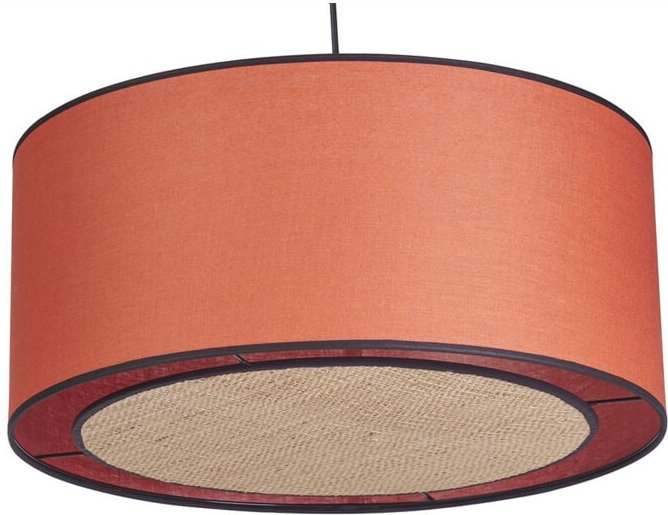 Hängeleuchte aus rötlichem Leinen und Bast d 50 cm traves