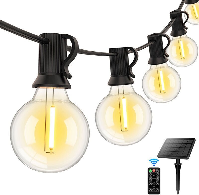 Solar-Lichterkette für den Außenbereich: G40 11 m LED-Solar-Gartenleuchte, Außenpavillon, Fernbedienungsleuchte – Balkon...