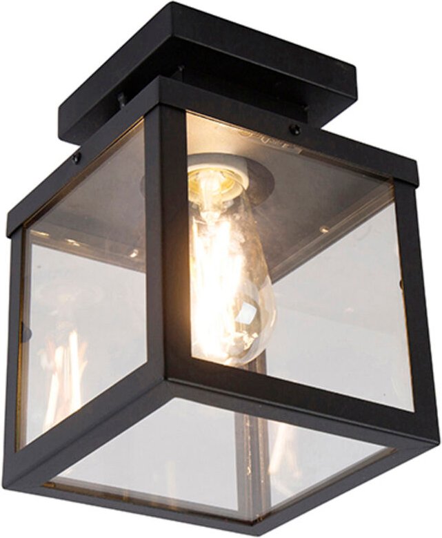 Qazqa - Industrielle Smart Outdoor Deckenleuchte schwarz inkl. ST64 Wifi - Rotterdam