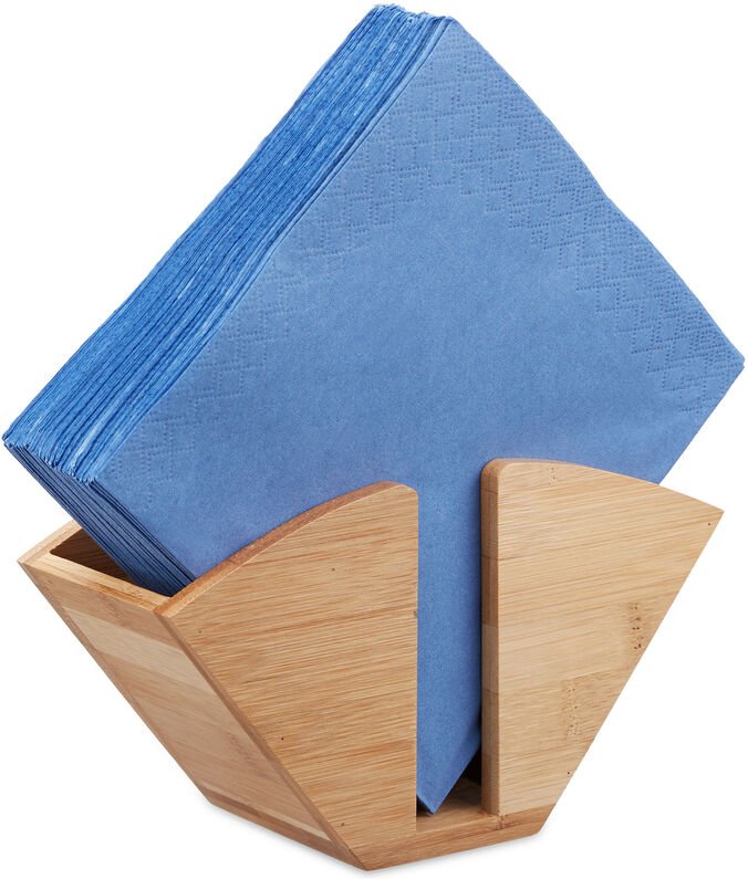 Serviettenhalter Holz, Kaffeefilterhalter Bambus, Serviettenständer eckig, HxBxT: 11 x 20 x 7,5 cm, natur - Relaxdays