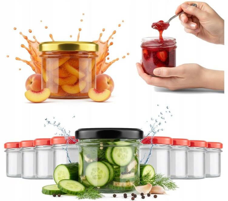 50x GLASGLAS 140ml EINFACHE BEHÄLTER FÜR LEBENSMITTEL, HONIG, MARMELADE UND EINMALIGKEITEN