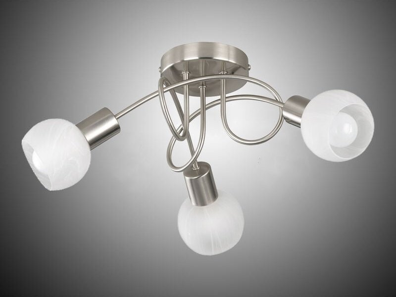 Deckenstrahler antibes 3 flammig, Silber/Chrom Glas Alabaster, ø 47cm