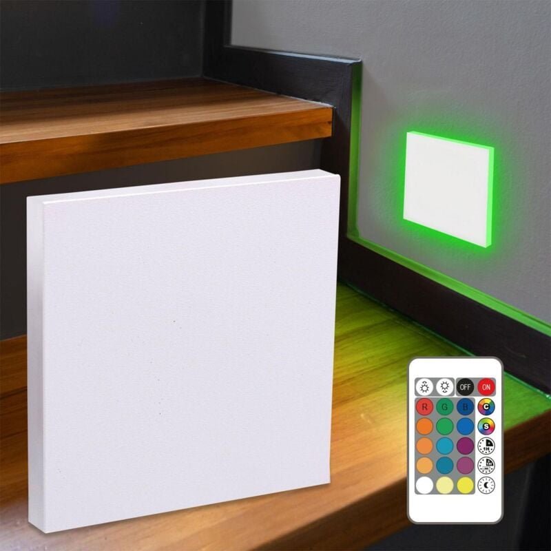 LED Treppenleuchte eckig weiß - Lichtfarbe: Warmweiß bis Kaltweiß + RGB-Farben - Lichtaustritt: Linea