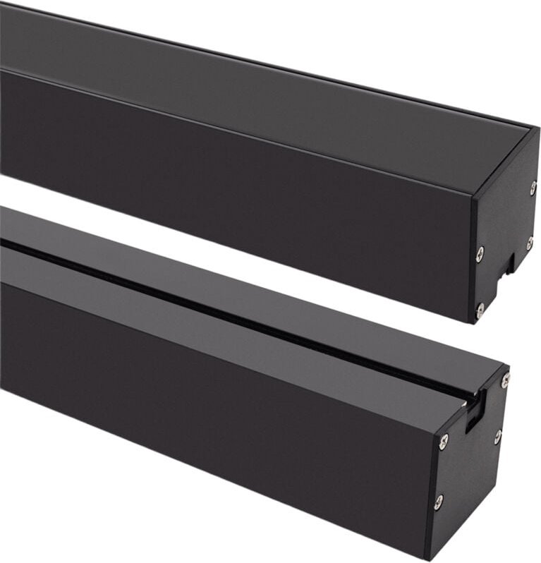 Aluminiumprofil Hängend xl 50x50 für led Streifen bis 45 mm mit durchgehender Abdeckung Schwarz 2 m Schwarz transluzent