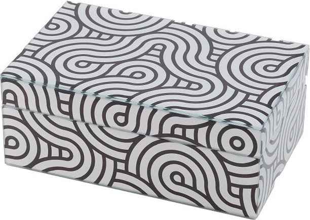 Weiß/Schwarze Glasbox 25x18x11cm