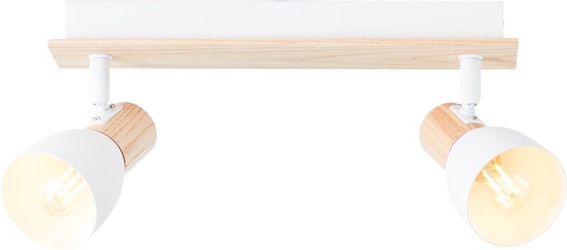 Brilliant - Daintree Spotbalken 2flg weiß/natur, Metall/Holz, 2x D45, E14, 28 w