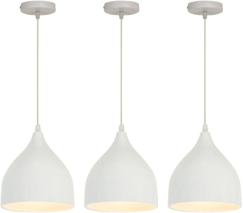 Thumbnail - 3 Stück Modern Pendelleuchte Kegelförmige Hängelampe Metall Esszimmerlampe Skandinavisch Deckenlampe Weiß Ø17cm