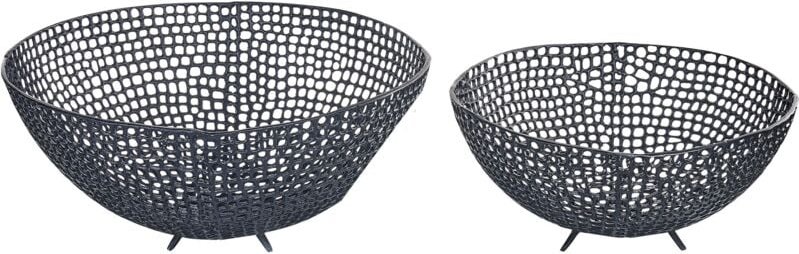 Beliani - Dekoschale 2er Set Schwarz Aluminium Rund Modern Glamourös Wohnaccessoires Wohnzimmer Schlafzimmer Flur Eingan...