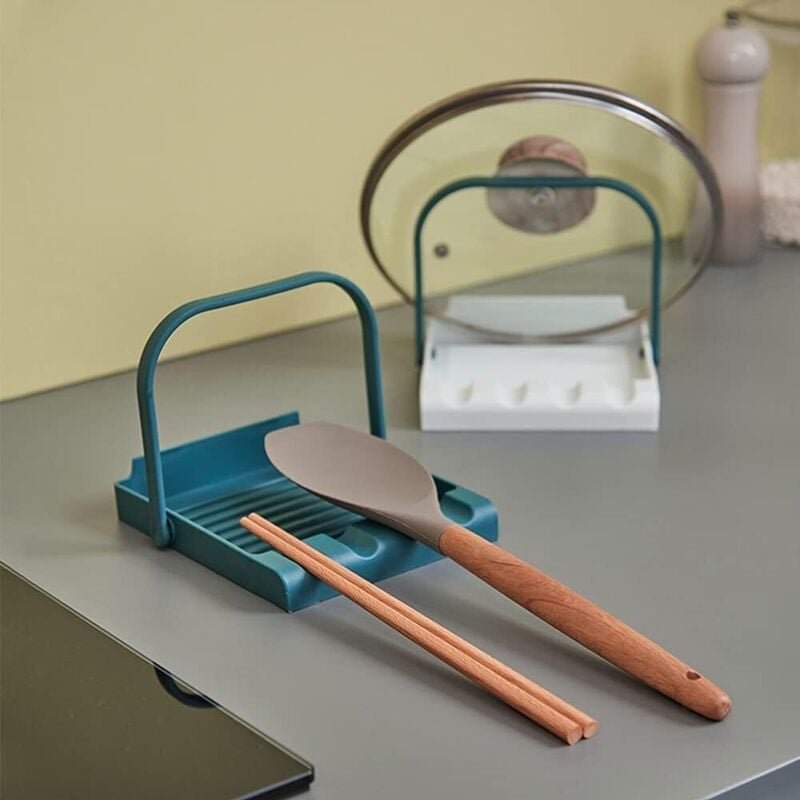 2 Stück Utensilienablage mit Abtropffläche, Löffelhalter aus Kunststoff, Küche, 2 Haken