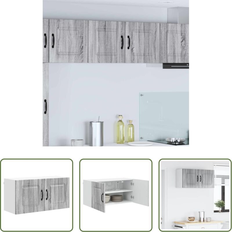 vidaXL Küchenwandschrank - Küchenschrank mit Speicher Kalmar Graues Sonoma 80 x 31 x 40 cm