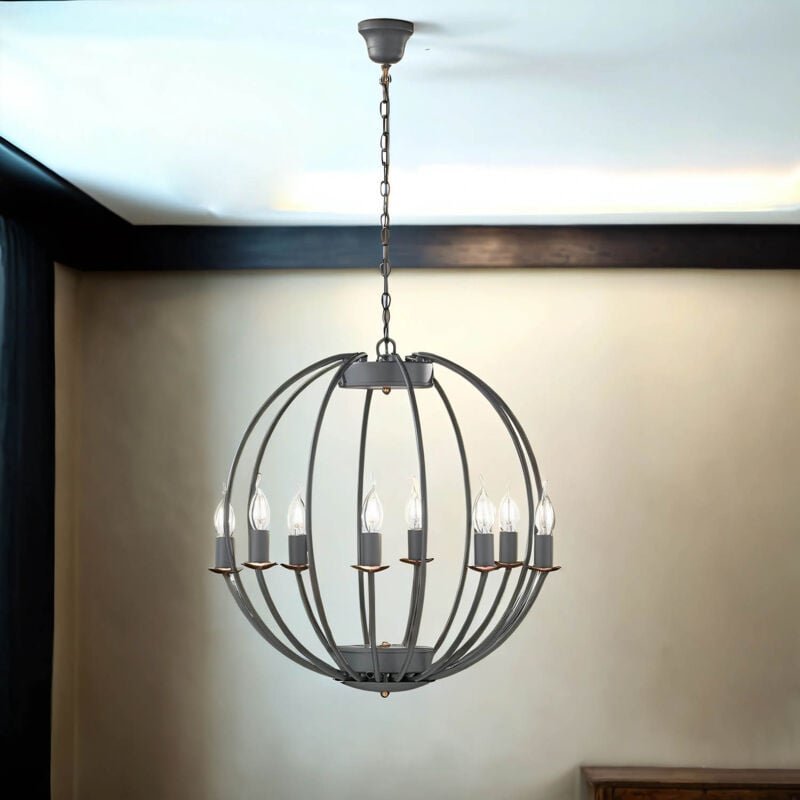 Kronleuchter Grau E14 ø 55 cm Metall Vintage Hängeleuchte