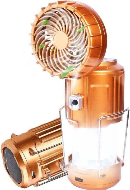 Ventilatore da campeggio con luce led, ventilatore portatile per tenda, luce led pieghevole, ricaricabile tramite usb, a...