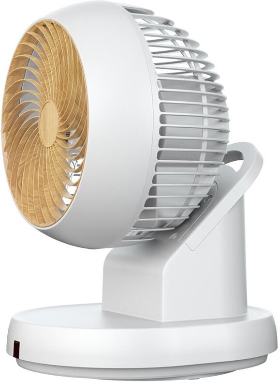 Fabrilamp - Tischventilator urbel weiß/buche 30w 4vel 31,5x 21x24cm Oszillation 3d Fernbedienung, Timer