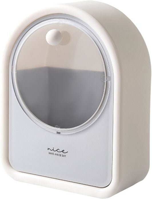 Tlily - Punch-Free Storage Box Wand-Organizer Wandmontage Flip Adhesive Cosmetic Cotton Swab Holder Home Weiß Grau