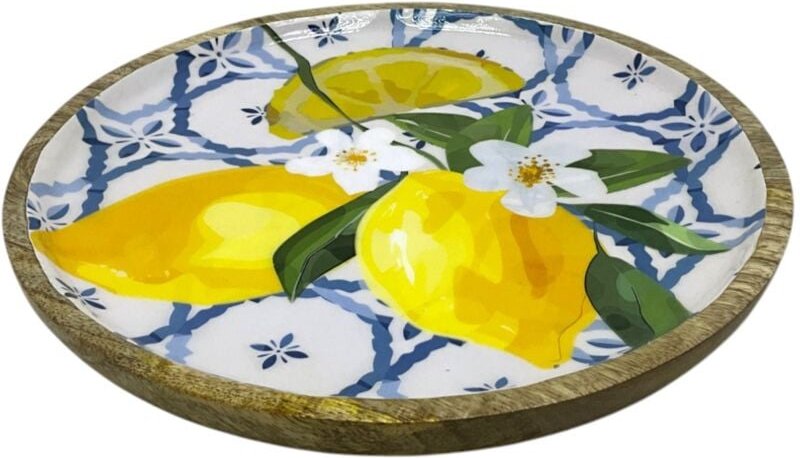 Dekorativer Zitronenteller aus Holz für die Küche, ideal zum Servieren und Dekorieren, elegantes und funktionales Design