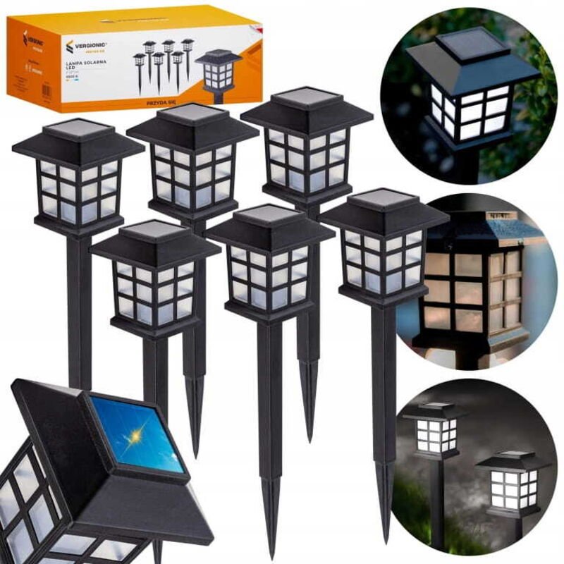 Solar-Gartenleuchten-Set mit LED-Häusern, 6-teilig, inklusive Dämmerungssensor