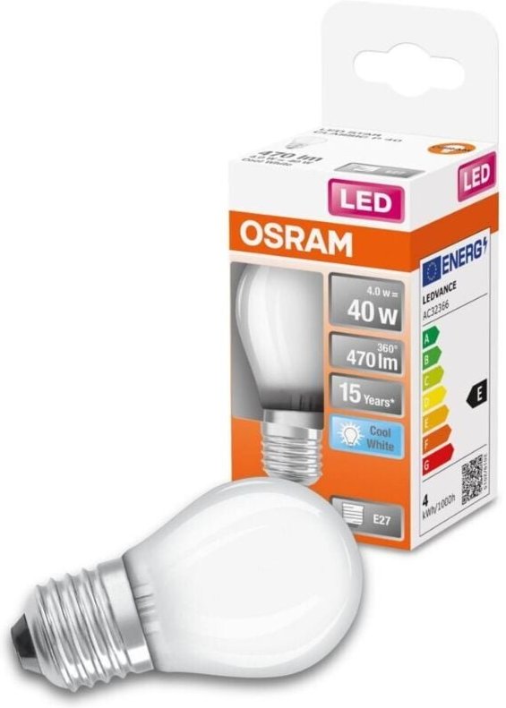 Osram - homelighting 4058075435124 led eek e (a - g) E27 Glühlampenform 4 w = 40 w Kaltweiß (ø x l) 45