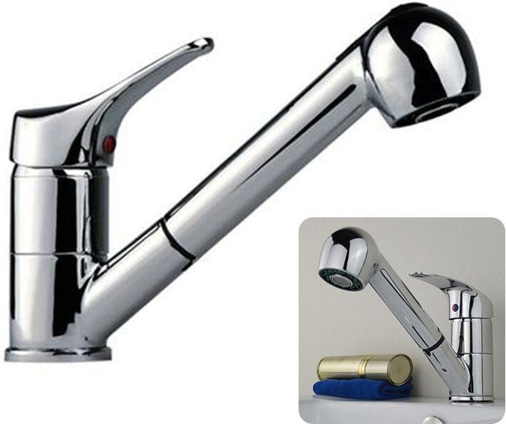 Haloyo Einhand-Küchenarmatur mit herausziehbarer Brause, Spültischarmatur aus Edelstahl, 360° drehbar, Silber