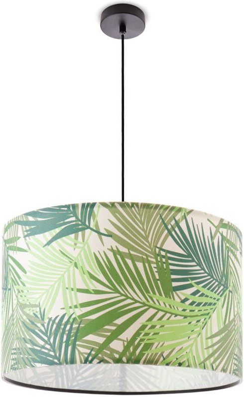 Pendelleuchte Esstisch Lampenschirm Küchenlampe Wohnzimmer Modern Jungle Palme Grün (Ø38cm), Pendelleuchte - Schwarz - P...
