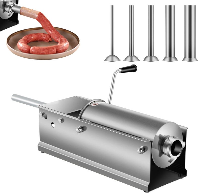 Mophorn Manueller Wurstfüller, 5 l / 11 Pfund horizontaler Fleischfüller, Design mit zwei Geschwindigkeiten, lebensmitte...