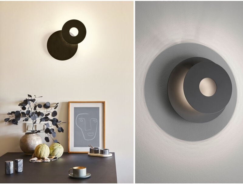 Led Wandleuchte hennes Schwarz rund mit verstellbarem Ring, ø 18cm