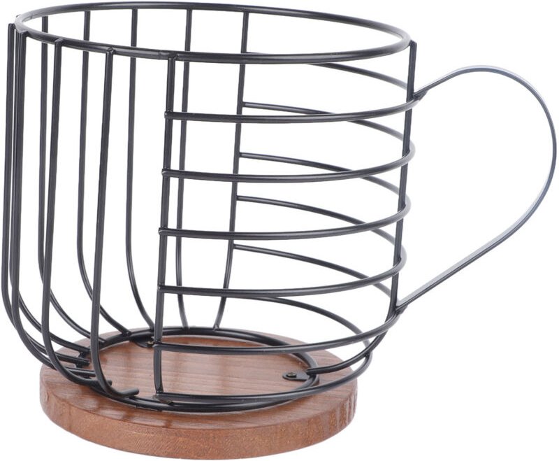 Aufbewahrung für Kaffeekapseln, Basketballbecher, schwarzer Eisenbecher, Kapselhalter aus Gießkanne und Kiefernholzkapse...