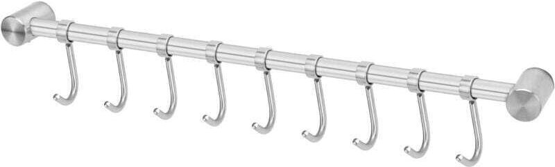 Küchenhängeleiste aus Edelstahl mit 9 Haken – XU, Küchenhängeleiste, Wandmontage-Küchenhängeleiste – KZQ