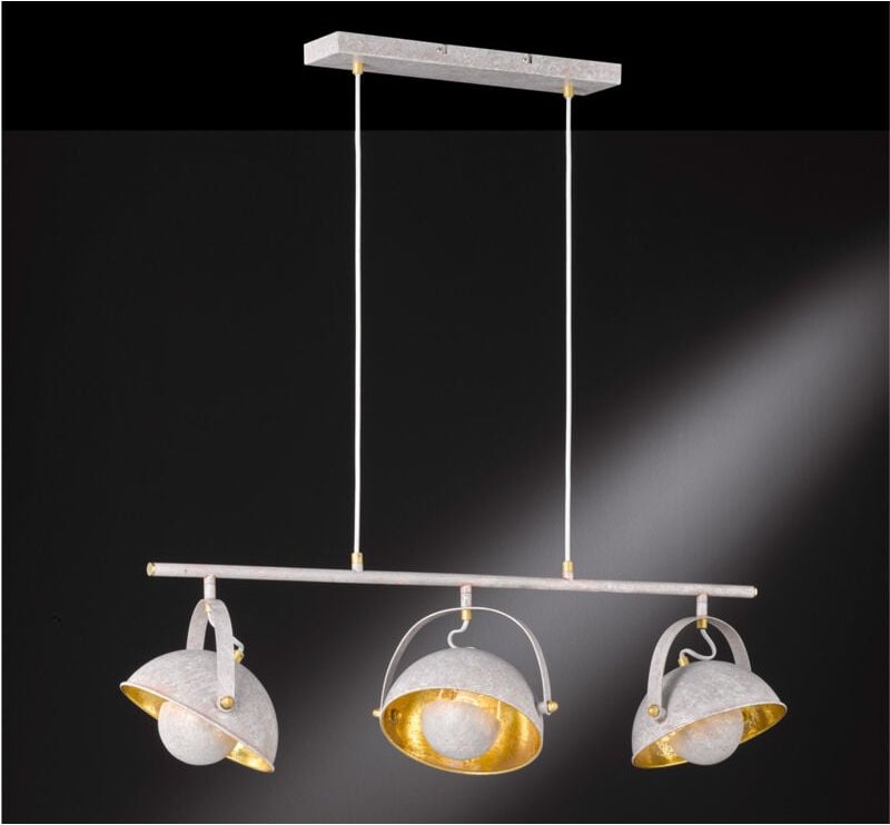 Wofi - Moderne Pendelleuchte Retrolook in Betonoptik & Gold schwenkbar, Breite 95cm