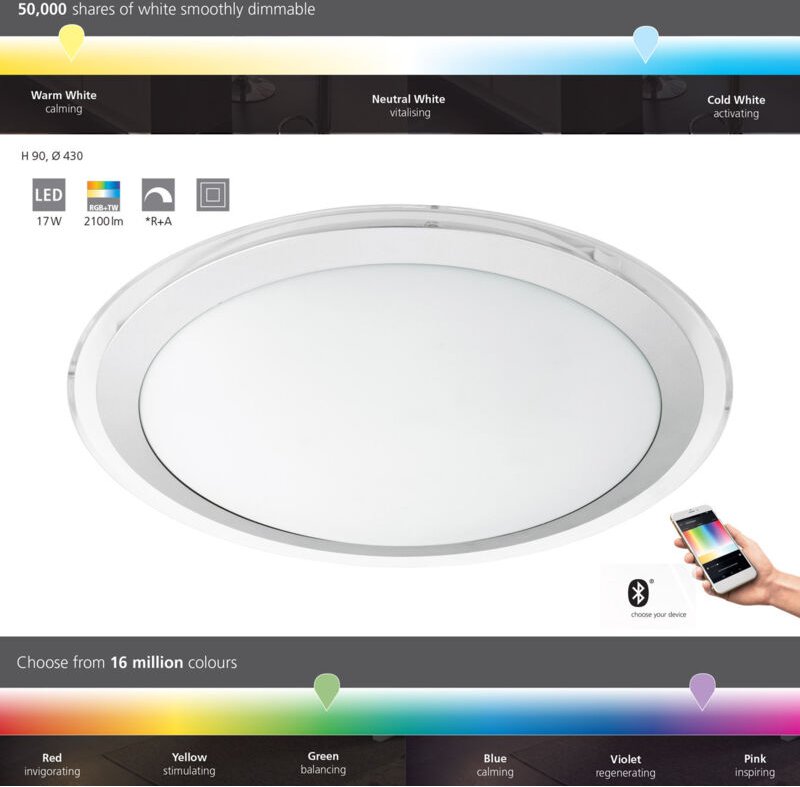 Eglo Connect LED Wand-/Deckenleuchte Competa-C weiß 43 cm RGBW Deckenlampen & Kronleuchter