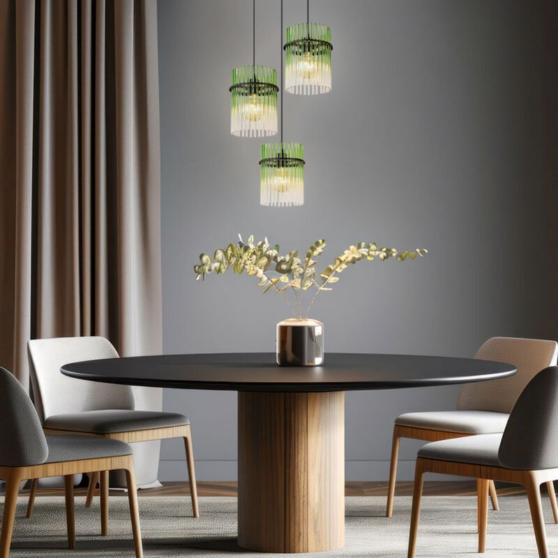 Pendelleuchte Hängelampe Deckenleuchte Esszimmerleuchte Gas 3-Flammig Grün