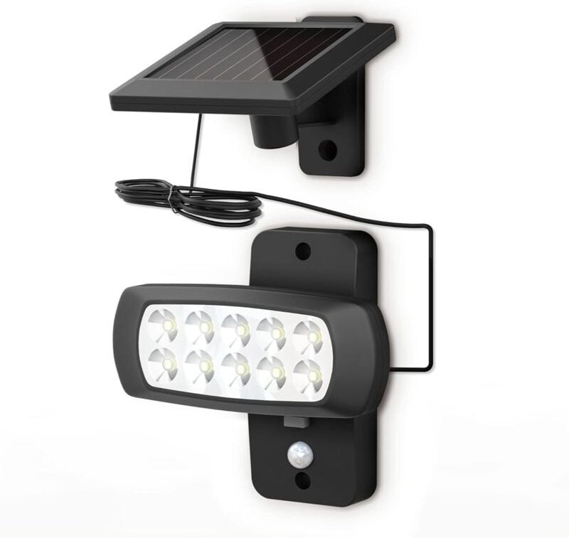 LED-Solarlampe für den Außenbereich IP44, PIR-Bewegungsmelder, schwarzer Wandstrahler für Hausterrassenbalkon, spritzwas...