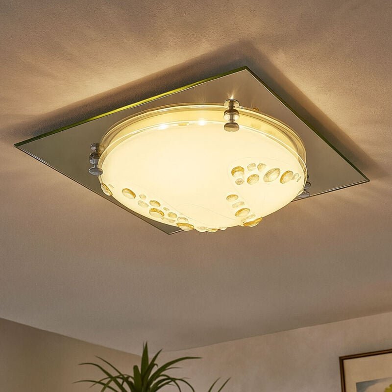 Thumbnail - Led Deckenlampe Deckenleuchte Glas Kristalle Chrom Gold l 31,5 cm Wohnzimmer Schlafzimmer Esszimmer